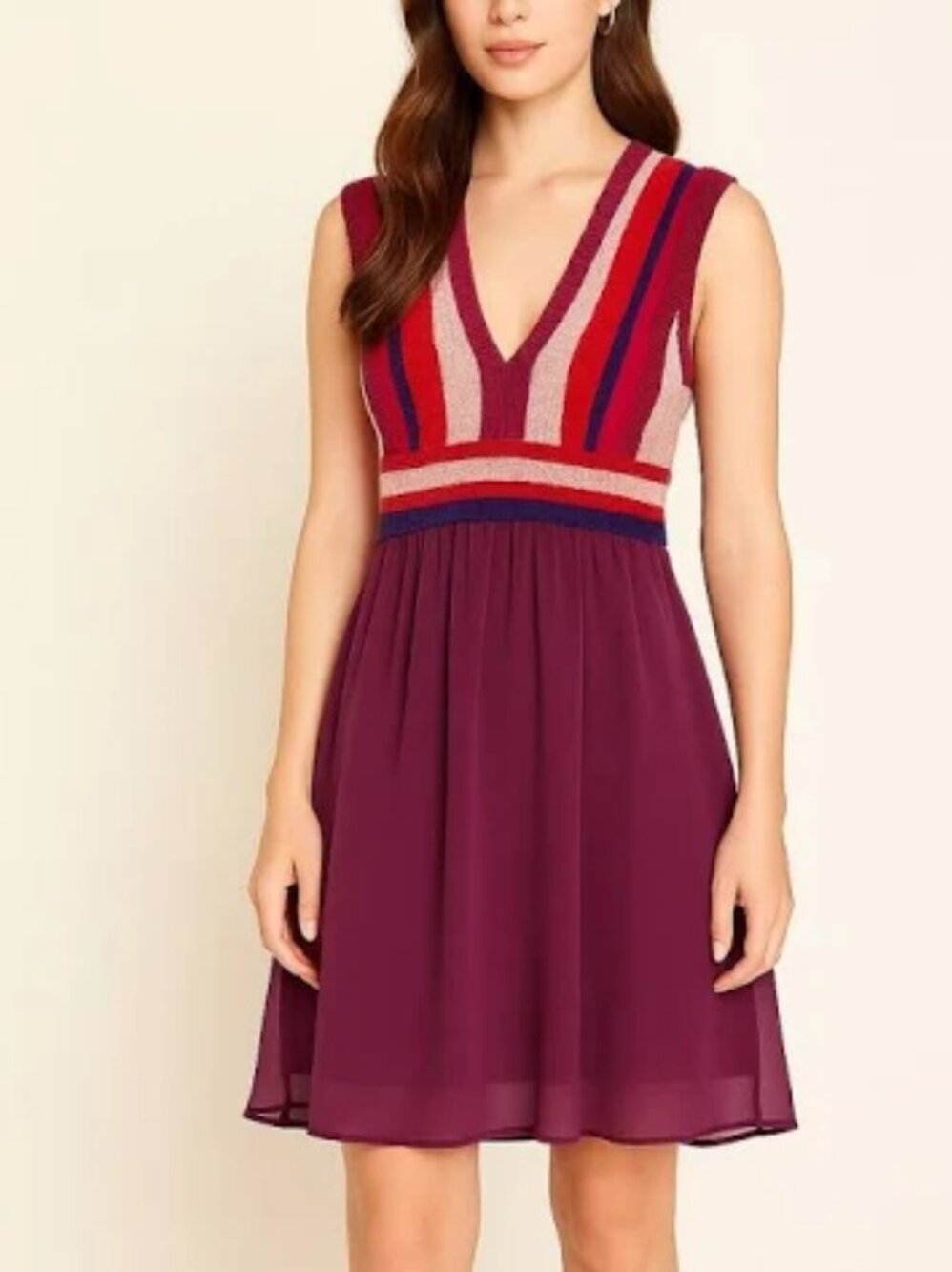 Y2K 2000s Striped V-Neck Dress